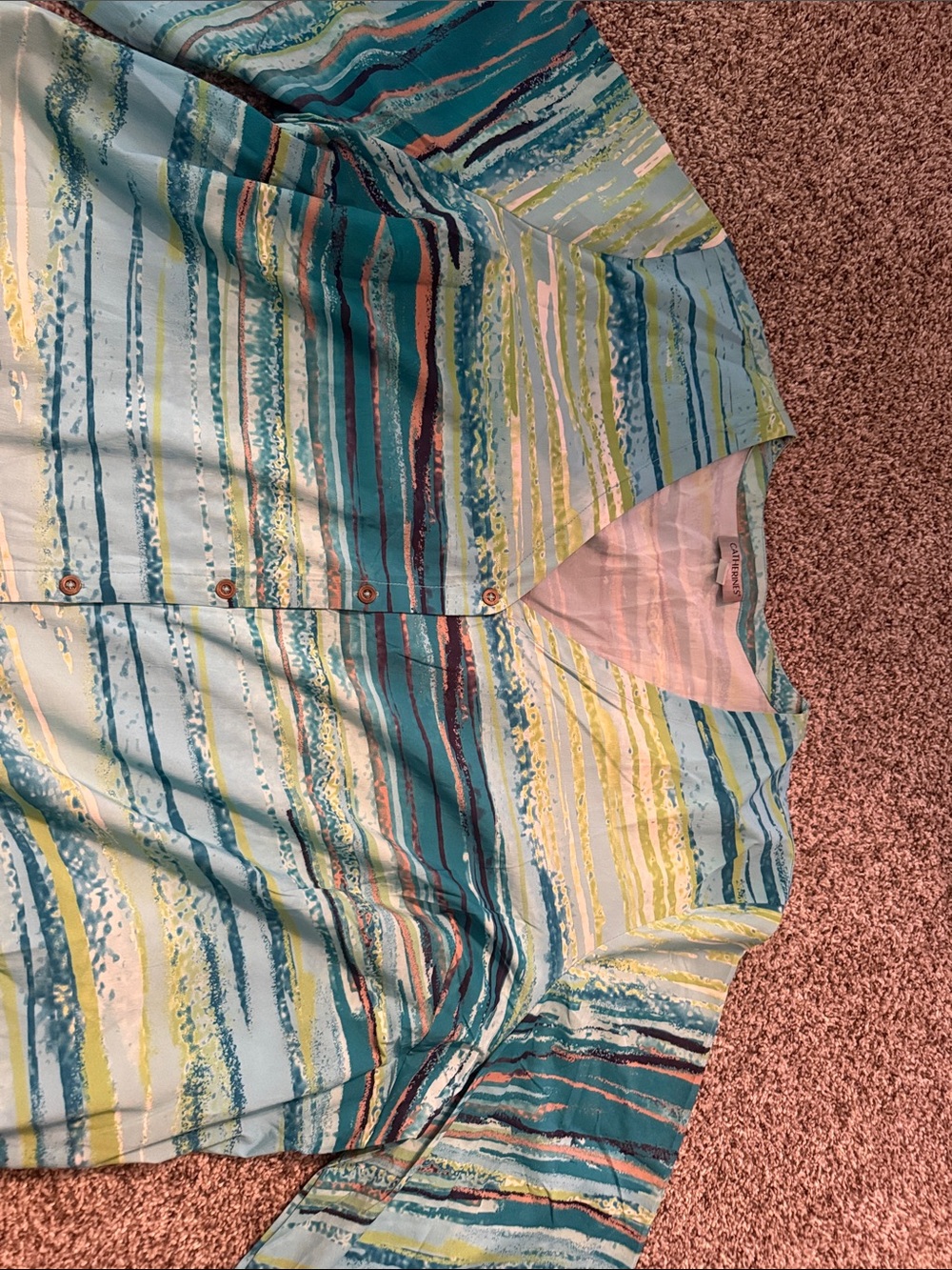 Catherines Teal, Aqua & Lime Striped Blouse